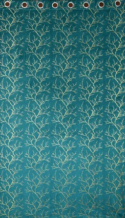 Panipat Textile Hub Aqua velvet Premium Shining Foil Chinaar Print Blackout Curtains Pack Of 2 - Window (4 x 5 Feet), Tradewind