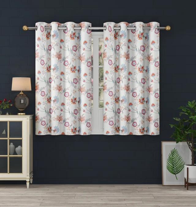 Pink Digital Print Shining Blackout Curtains Pack of 2 - (4 x 5 Feet)
