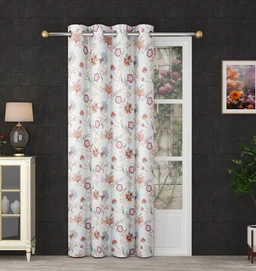 Pink Digital Print Shining Blackout Curtains Pack of 2 - (4 x 7 Feet)