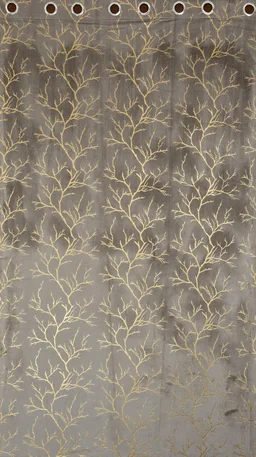 Grey velvet Premium Shining Foil Chinaar Print Blackout Curtains Pack of 2 - Door (4 x 7 Feet), Grey
