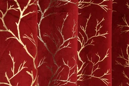 Maroon velvet Premium Shining Foil Chinaar Print Blackout Curtains Pack of 2 - Door (4 x 7 Feet), Maroon