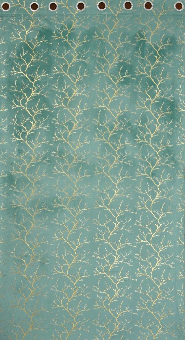 Sky velvet Premium Shining Foil Chinaar Print Blackout Curtains Pack of 2 - Door (4 x 7 Feet), Sky