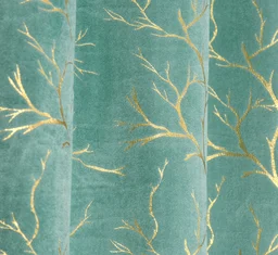 Sky velvet Premium Shining Foil Chinaar Print Blackout Curtains Pack of 2 - Door (4 x 7 Feet), Sky