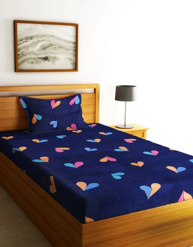 Panipat textile Hub 180 TC Microfiber single Bedsheet with 1 Pillow cover - Single