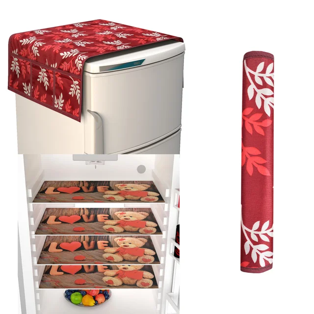 Fabolic Refrigerator Top Cover, Handle with 3 Fridge Mat