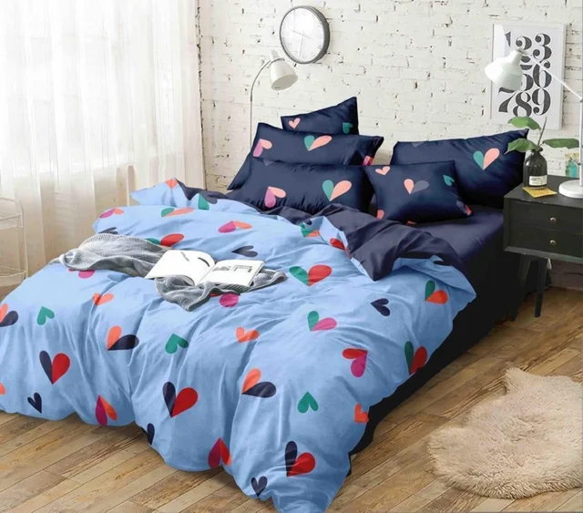 Home Garage 140 TC Microfiber 3D Printed Super Soft Flat Double Bedsheet With 2 pillow cover - Double Bedsheet