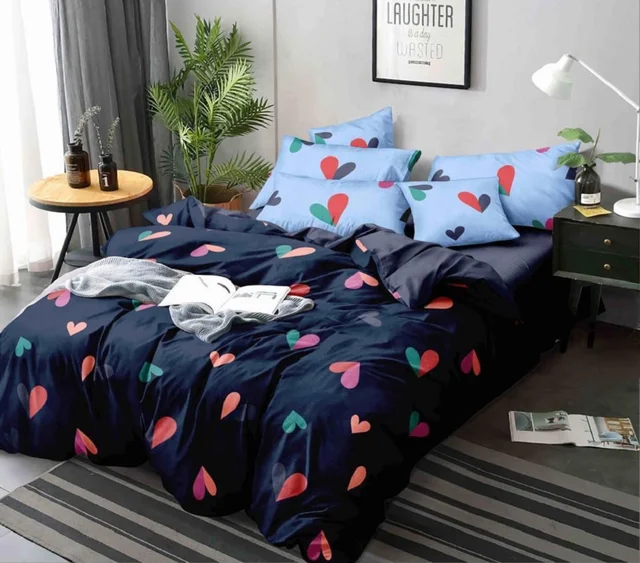 Home Garage 140 TC Microfiber 3D Printed Super Soft Flat Double Bedsheet With 2 pillow cover - Double Bedsheet
