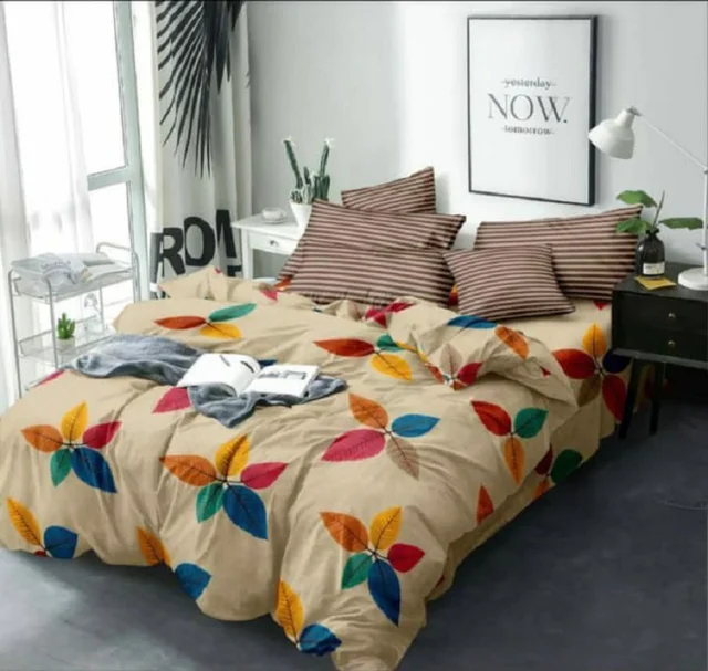 Home Garage 140 TC Microfiber 3D Printed Super Soft Flat Double Bedsheet With 2 pillow cover - Double Bedsheet