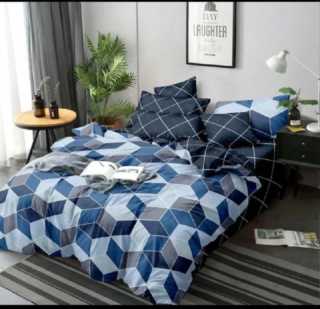 Home Garage 140 TC Microfiber 3D Printed Super Soft Flat Double Bedsheet With 2 pillow cover - Double Bedsheet