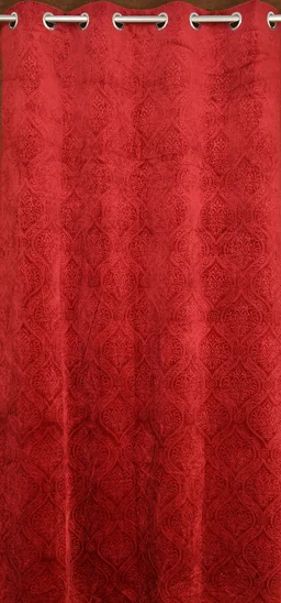 Home Garage Velvet Eyelet Marron Blackout High Quality Punch Print curtains Pack of 2 - Window (4x5 Feet)