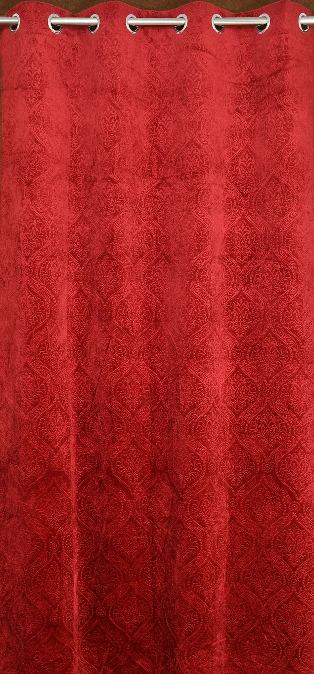 Home Garage Velvet Eyelet Marron Blackout High Quality Punch Print curtains Pack of 2 - Window (4x5 Feet)