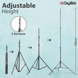 Digitek® Digitek (DBSK-010FT) Studio Background Stand Kit (9ft x 10ft) | Portable & Foldable Backdrop Support System with Carry Bag | Ideal for Photography & Videography