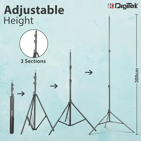 Digitek® Digitek (DBSK-010FT) Studio Background Stand Kit (9ft x 10ft) | Portable & Foldable Backdrop Support System with Carry Bag | Ideal for Photography & Videography