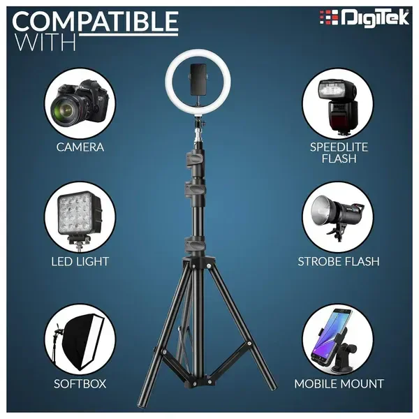 Digitek® DIGITEK® (DLS-006FT) Lightweight & Portable Aluminum Alloy Light Stand | Ideal for Ring Light, Flash, Softbox, Reflector & Studio Photography (Indoor & Outdoor)