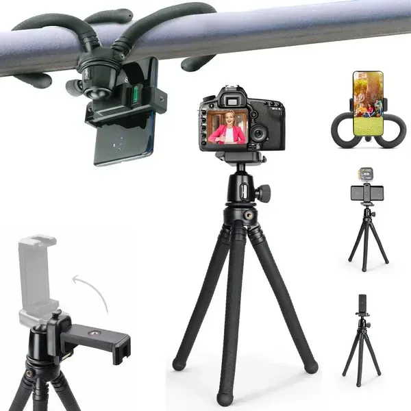 DIGITEK (DTR-320 FT) Flexible Gorillapod Tripod | 360° Ball Head, Phone Holder, 3kg Load Capacity, Carry Bag | Compatible with Cameras & Smartphones (Black)
