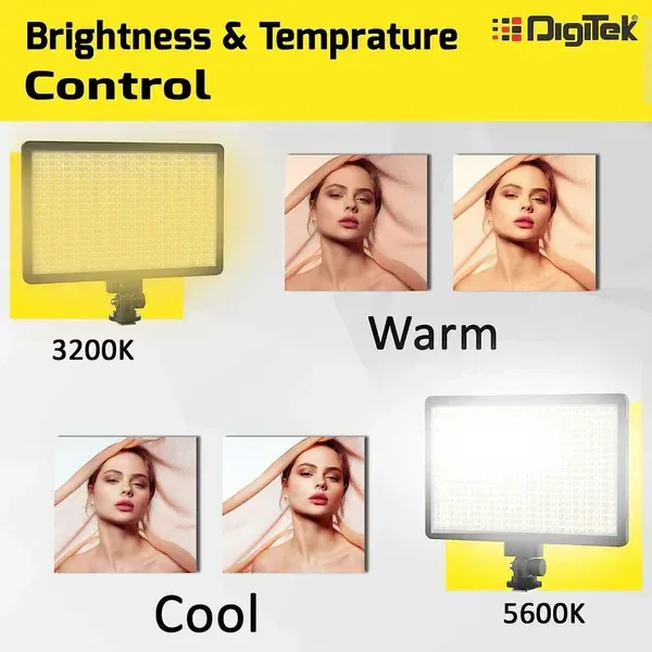 Digitek® Digitek D520WB Bi-Color LED Video Light with NP-750 Battery & Micro USB Charging (Combo)