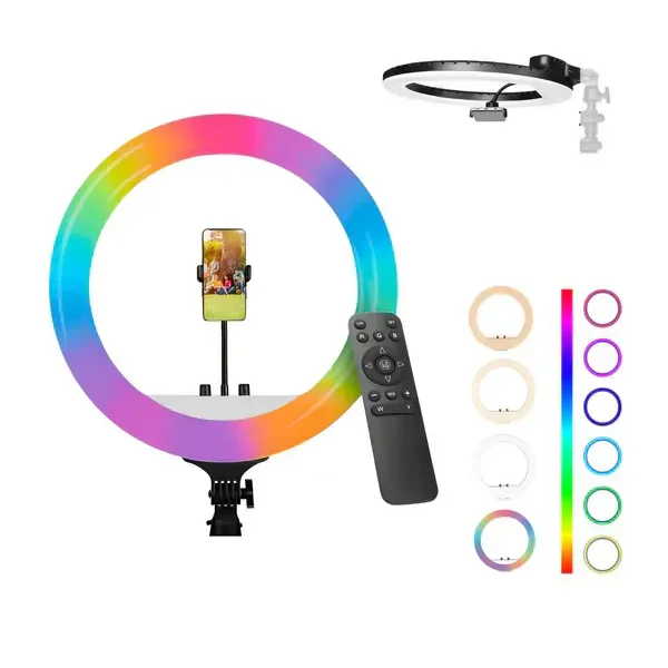 Digitek (DRL-18 RGB) 46cm RGB LED Ring Light | Dimmable Lighting for YouTube, Photo & Video Shoot, Live Stream, Makeup & Vlogging | Compatible with iPhone, Android & Cameras