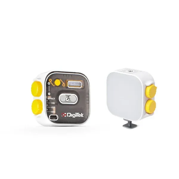 Digitek (LED-D10W) RGB LED Video Light | 360° Full Color Portable Camera Light with 3 Cold Shoe Mounts, 2000mAh Battery, CRI 95+, 2500–9000K Dimmable Magnetic Panel