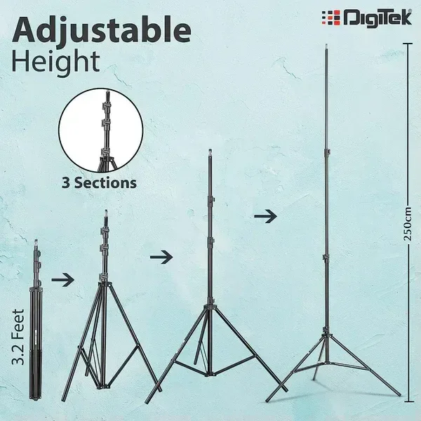 Digitek® Digitek (DBSK-009FT) Studio Background Stand Kit | Portable & Foldable Backdrop Support System with Carry Bag | Ideal for Photography & Videography