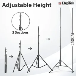 Digitek® Digitek (DLS-009 FTK) 9ft Aluminum Alloy Light Stand | Lightweight & Portable 250cm Stand for Ring Light, Flash, Softbox, Reflector & Studio Photography