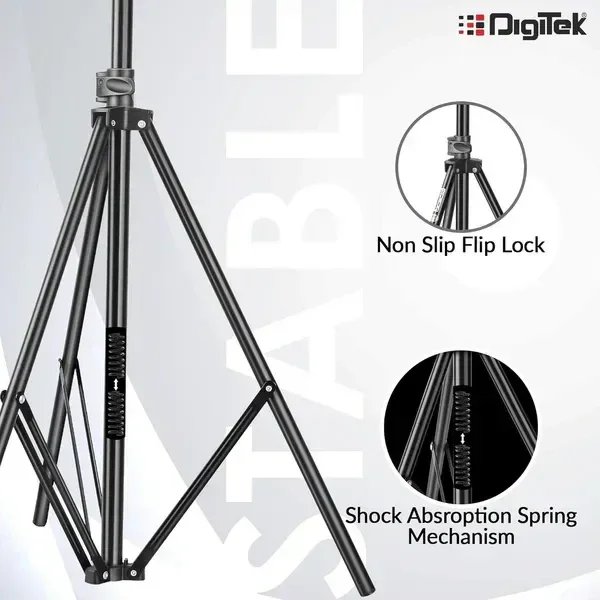 Digitek® Digitek (DLS-009 FTK) 9ft Aluminum Alloy Light Stand | Lightweight & Portable 250cm Stand for Ring Light, Flash, Softbox, Reflector & Studio Photography