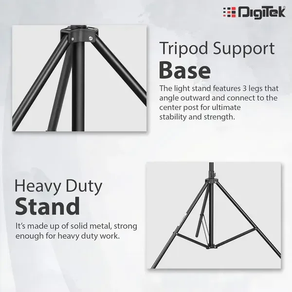 Digitek® Digitek (DLS-009 FTK) 9ft Aluminum Alloy Light Stand | Lightweight & Portable 250cm Stand for Ring Light, Flash, Softbox, Reflector & Studio Photography