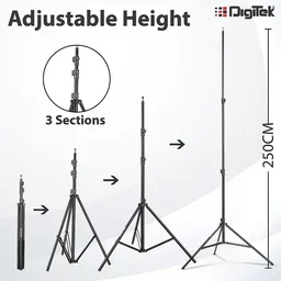 Digitek® Digitek (DLS-9FT) Lightweight & Portable Aluminum Alloy Light Stand | Ideal for Ring Light, Flash, Softbox, Reflector & Studio Photography (Indoor & Outdoor)