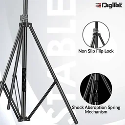Digitek® Digitek (DLS-9FT) Lightweight & Portable Aluminum Alloy Light Stand | Ideal for Ring Light, Flash, Softbox, Reflector & Studio Photography (Indoor & Outdoor)