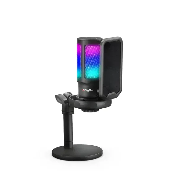 Digitek® DM-301 USB Professional Gaming RGB Microphone – Plug & Play Mic for Streaming, Podcasting & Voice Recording