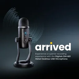 Digitek® Microphone Digitek® DM-601 Metal Desktop USB Microphone – With Shock Mount, Adjustable Stand & Clear Sound Recording