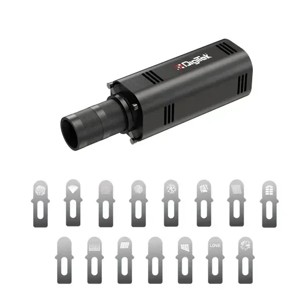 Digitek DS 30 WTP Optical Snoot Zoom Gobo Projector | 30W, 15 GOBOs, 5 Color Gels, 12 Special Effects, 3900 Lumen, Dual Temp 2700K-6500K, 3000mAh Battery