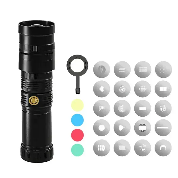 Digitek DS 40 WTP PRO Torch Projector Snoot for Photography & Videography | 20 Projection GOBOs, Adjustable Focus, Professional Lens