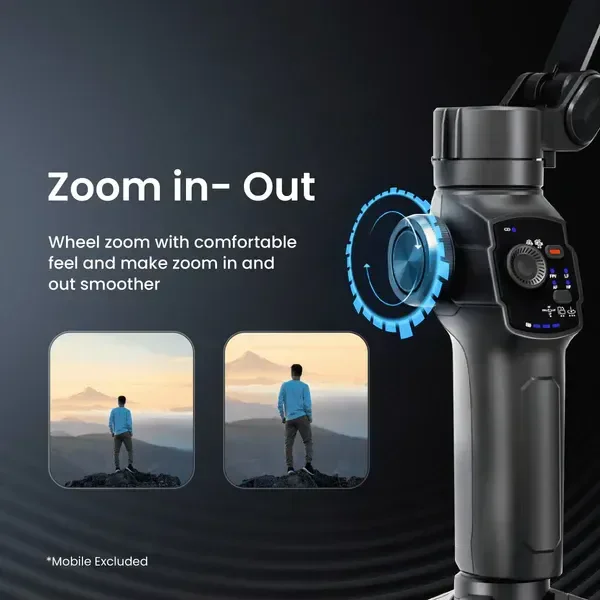 Digitek DSG-009F 3-Axis Foldable Smartphone Gimbal | Built-in Telescopic Rod, Stabilizer for Vlogging, YouTube & Video Shooting