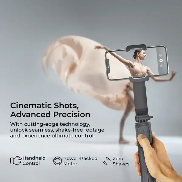 Digitek® Digitek DSG-003 Single-Axis Foldable Smartphone Gimbal | Built-in Telescopic Rod, Mobile Stabilizer for Vlogging & Video Shooting