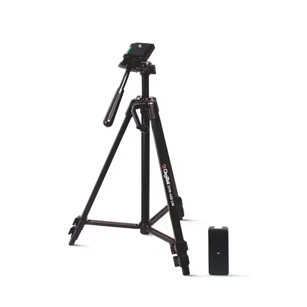 Digitek DTR-425 LW Portable Tripod Stand (4.26ft) with Mobile Holder | Lightweight Aluminium Tripod for DSLR & Smartphone | 3kg Load | Pan Head & Quick Release Plate