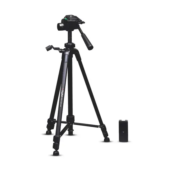 Digitek (DTR-490 LW) Foldable Tripod Stand with Mobile Holder | 4.92ft Height, 4kg Load | Pan Head, Quick Release Plate, Rubberised Legs | Tripod for DSLR & Smartphones