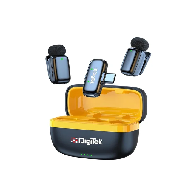 Digitek® DWM-103 Mini 2-in-1 Wireless Microphone | Clear Sound, Noise Reduction, Ideal for Recording & Vlogging