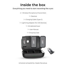 Digitek® DWM-120 2.4G Wireless Microphone System – 50m Range, 4.5Hr Battery, Noise Reduction, iPhone & Android Compatible, Perfect for Vlogging, Streaming & Interviews