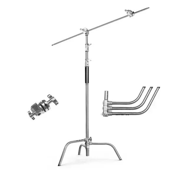 Digitek Heavy Duty C-Stand (Black) | 10ft Adjustable Light Stand with 3.5ft Holding Arm & Grip Head | Ideal for Studio Lights, Reflectors & Monolights