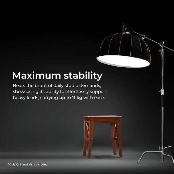 Digitek® Digitek Heavy Duty C-Stand (Black) | 10ft Adjustable Light Stand with 3.5ft Holding Arm & Grip Head | Ideal for Studio Lights, Reflectors & Monolights