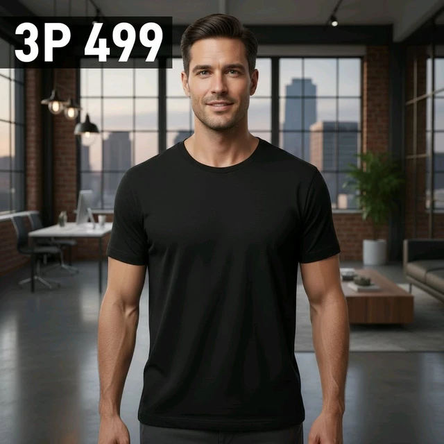 Black Round Neck T-Shirt 3Pc (XL Size) – Premium Cotton | Buy Online at Best Price