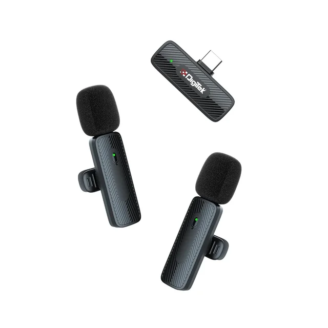 Digitek® DWM-008 PRO Wireless Microphone & Receiver with Type-C | High-Quality Audio, Professional Performance