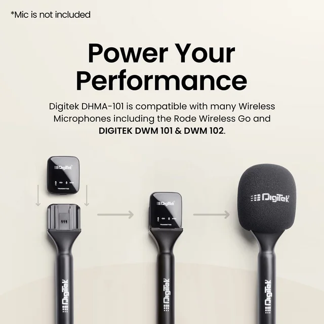Digitek® DHMA-101 Wireless Handheld Interview Adapter with Foam Windshield – Wind Noise Reduction, Compatible with DWM-101 Microphone