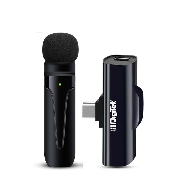Digitek DWM-001 Wireless Microphone & Receiver with Type-C, Clear Sound, Plug & Play for Android & DSLR