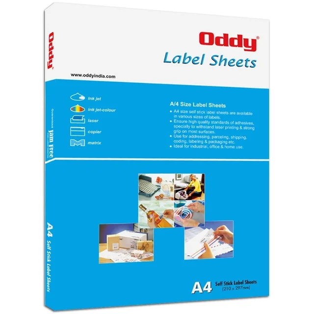 Oddy A4 Paper Label Stickers for Laser & Inkjet Printers | 84 Labels per Sheet - Pack of 100 Sheets | Royal Stationers Best Quality Guarantee