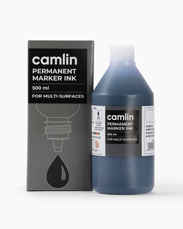 Camlin Permanent Marker Ink 500ml-black | Royal Stationers Best Quality Guarantee