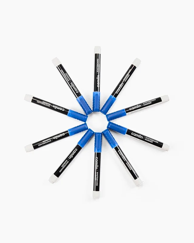 camlin white board marker with extra replacement tip free pack of 10 -blue | Royal Stationers Best Quality Guarantee