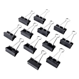 Binder Clips 41mm Black Set of 12 Metal Paper Clip Office Stationery Items Accessories | Royal Stationers Best Quality Guarantee