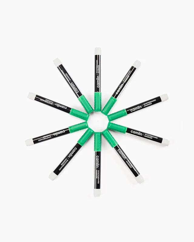 camlin white board marker with extra replacement tip free pack of 10 -green | Royal Stationers Best Quality Guarantee