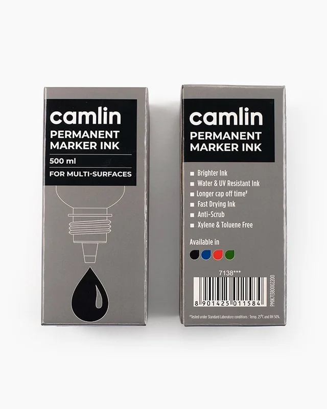 Camlin Permanent Marker Ink 500ml-black | Royal Stationers Best Quality Guarantee